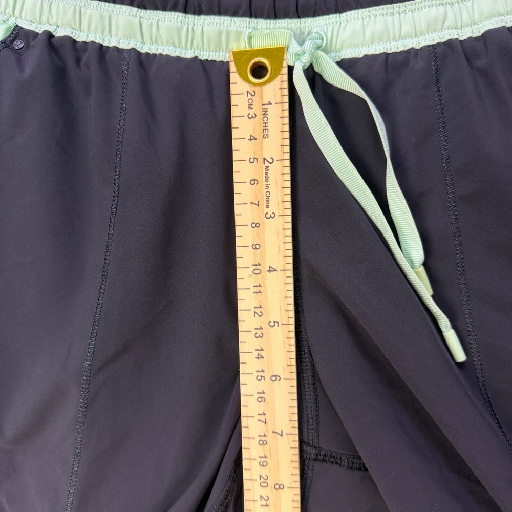 Lululemon Athletica Run Bandit Track Pants Black Mini Hyper Stripe Fresh Teal - Picture 13 of 16